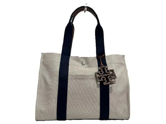 Borsa Tote Tory Burch in Tela e Pelle Blu