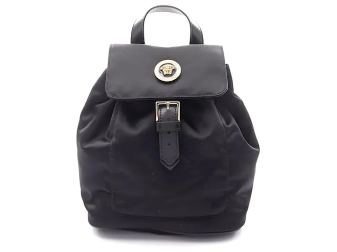 Zaino in nylon e pelle Medusa di Versace Nero