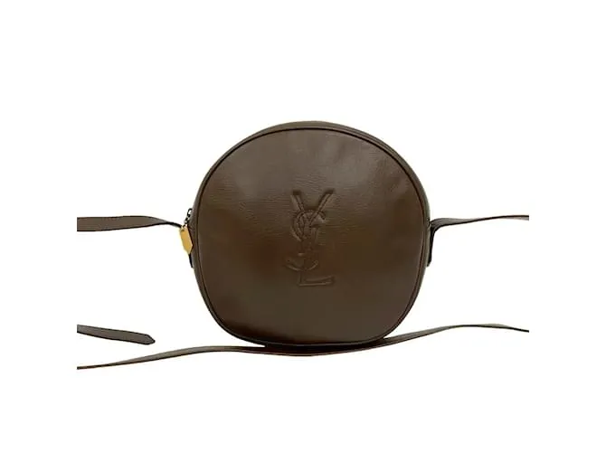 Borsa a spalla/pochette in pelle marrone Yves Saint Laurent