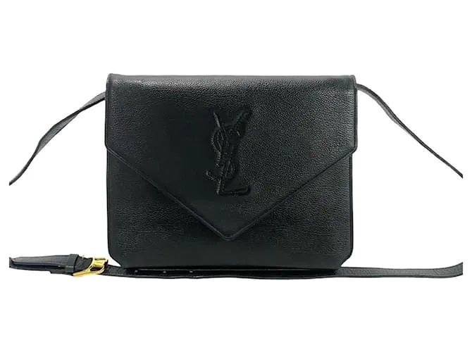 Borsa a spalla/pochette in pelle nera Yves Saint Laurent Nero