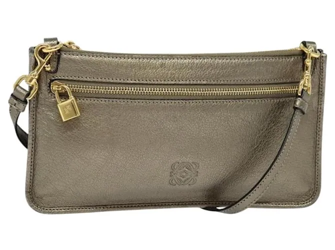 LOEWE Pochette a Spalla in Pelle Dorata Auth sw1137 D'oro