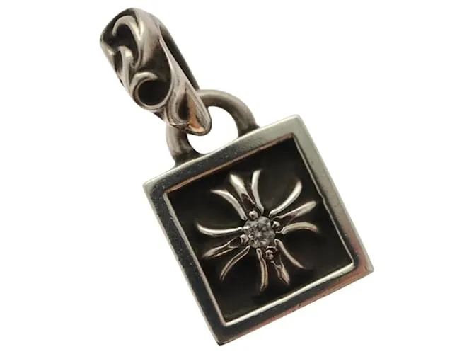 Pendente Chrome Hearts Framed CH Plus 1 Diamante Top Ag925 Argento Auth 132981M
