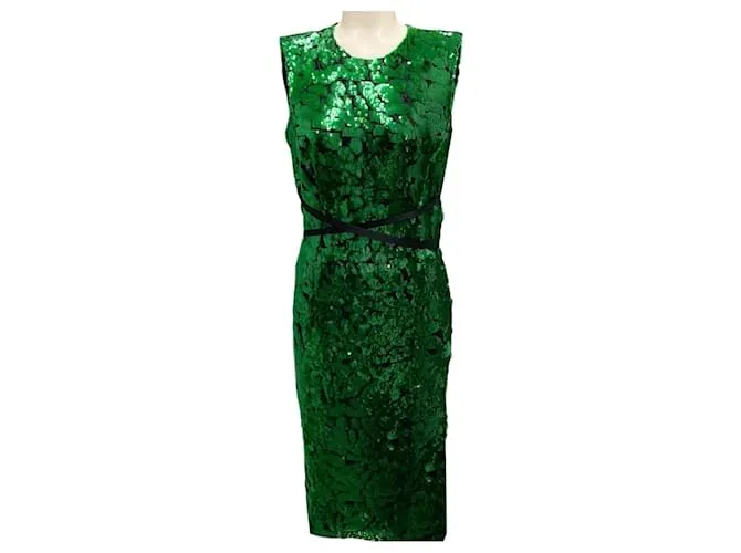 Abito da cocktail senza maniche con paillettes verdi Prabal Gurung Verde
