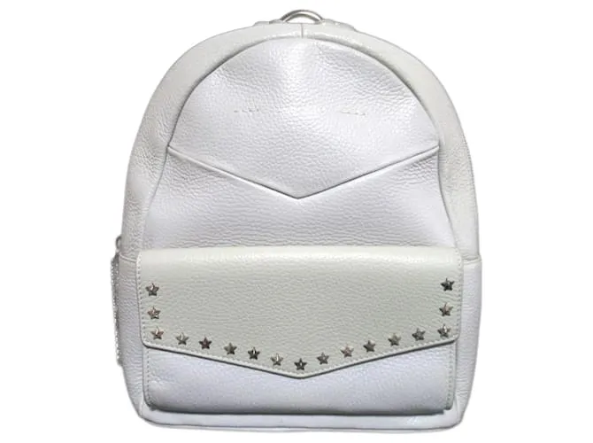 Zaino in pelle con borchie a forma di stella Jimmy Choo Bianco