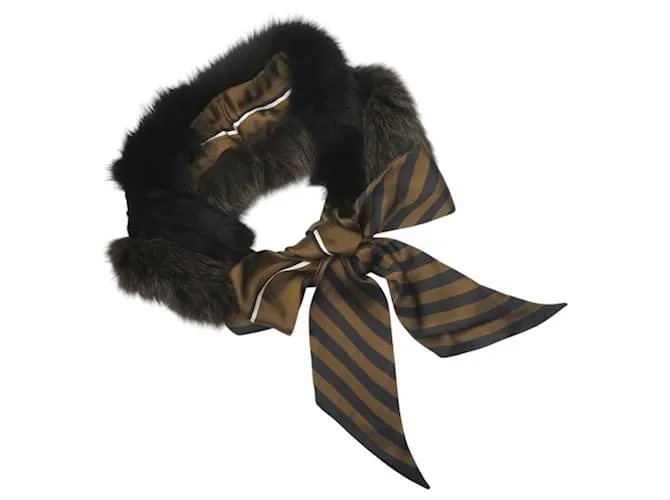 Sciarpa Tippet Fendi Marrone Nero