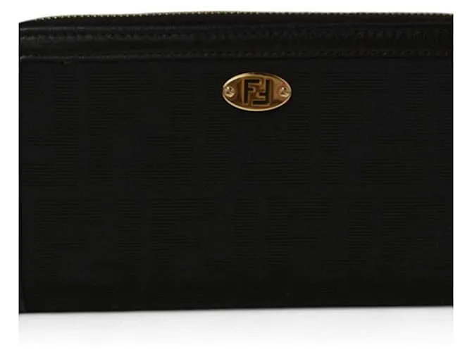 Zucca Portafoglio Lungo Fendi in Tela Nera Nero