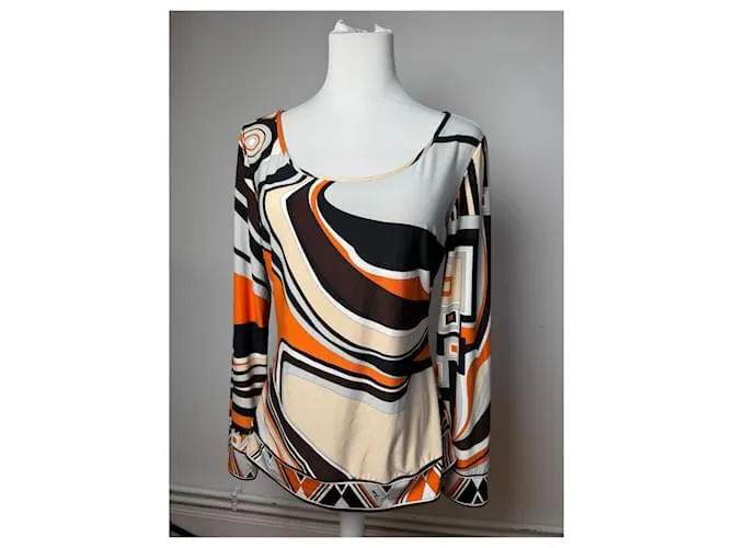 Emilio Pucci Felpa Vintage Pucci Seta M Arancione