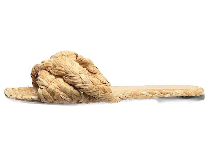 Bottega Veneta Sandali quadrati in rafia neutra - taglia EU 38,5