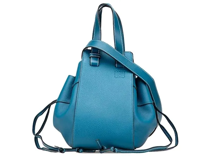 LOEWE Borsa Hammock piccola in pelle di vitello grana blu