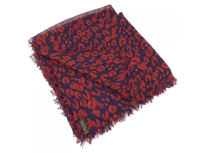 Stola in seta e cashmere Louis Vuitton Rosso Blu navy
