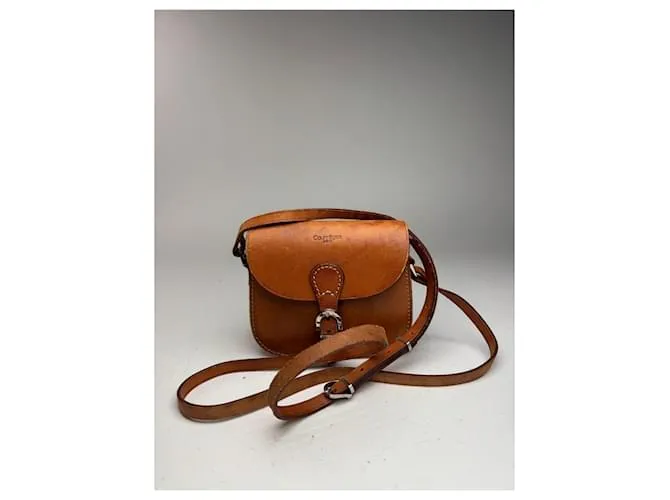 Borsa a tracolla in pelle marrone Courreges Paris vintage