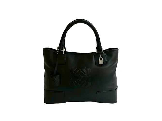Mini borsa tote in pelle con logo Anagram Loewe in rilievo Nero