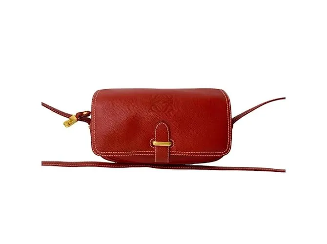 Mini borsa a spalla in pelle con logo Anagram Loewe Rosso