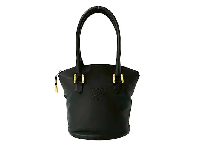 Mini borsa tote in pelle con logo Anagram in rilievo Loewe Nero