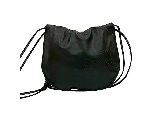 Mini borsa a spalla in pelle nappa con logo Anagram Loewe Nero