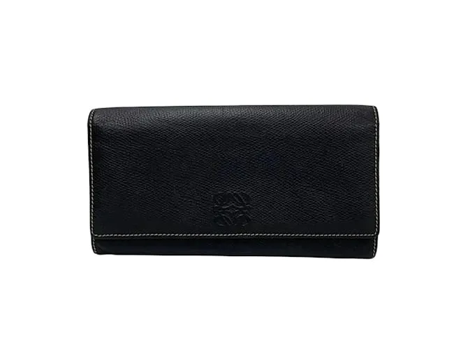 Portafoglio lungo in pelle con logo Anagram Loewe Nero