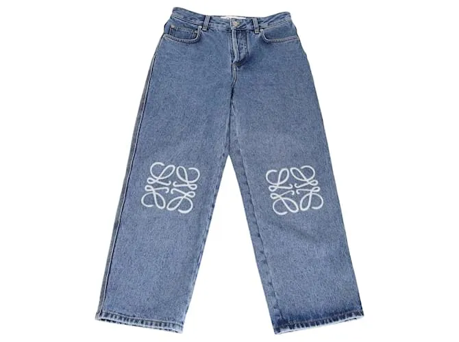 Pantaloni Baggy Anagram in Denim Blu Loewe