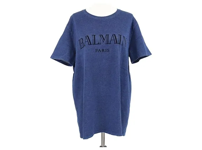 T-shirt in denim blu navy Balmain