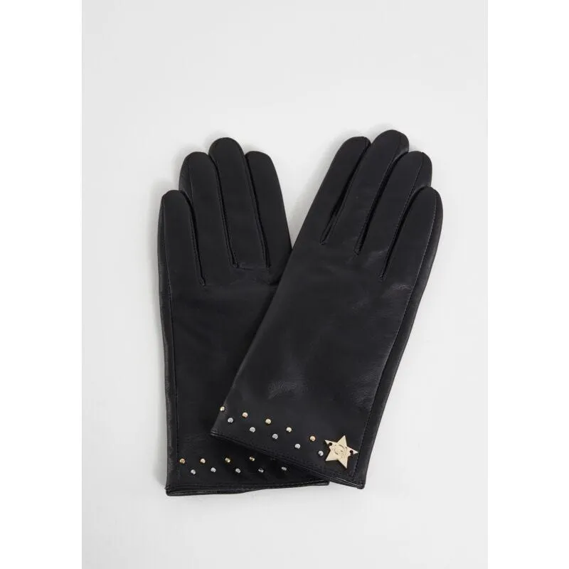 Guanti neri in pelle con borchie