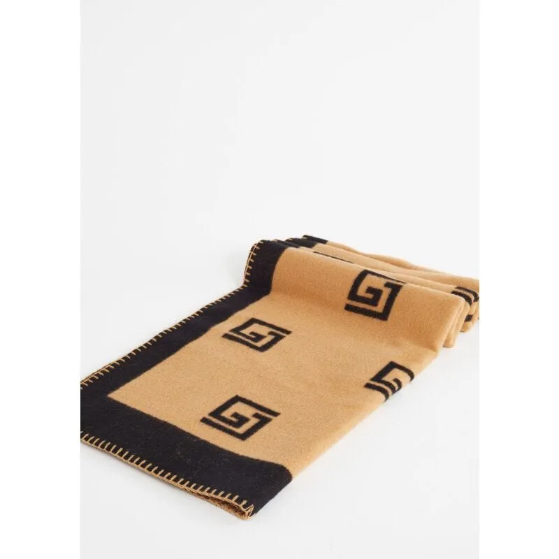 Sciarpa beige e nera con logo