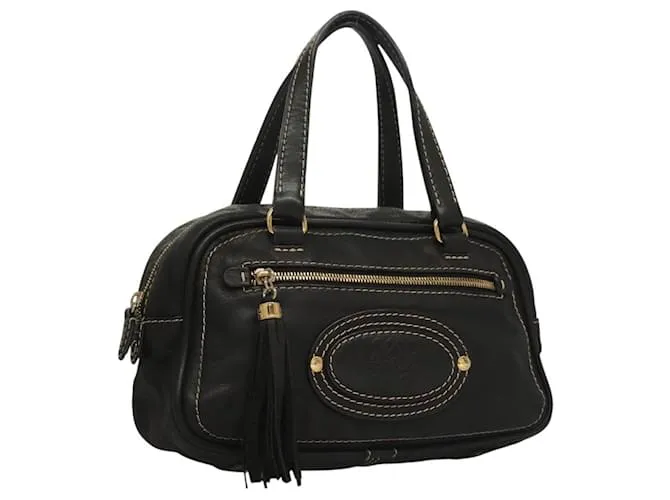 LOEWE Borsa a Mano Anagram Pelle Nera Oro Auth sw1269 Nero D'oro