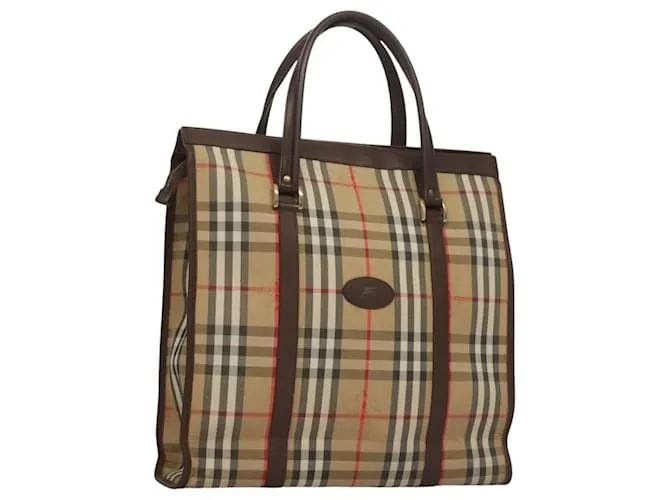 Autre Marque Borsa a mano Burberrys Nova Check in tela beige e oro Auth 133911 D'oro