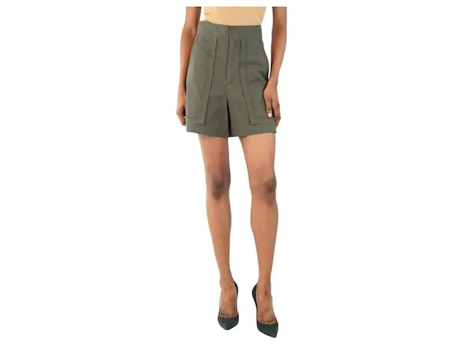 Isabel Marant Shorts in cotone misto verde oliva a vita alta - taglia UK 8