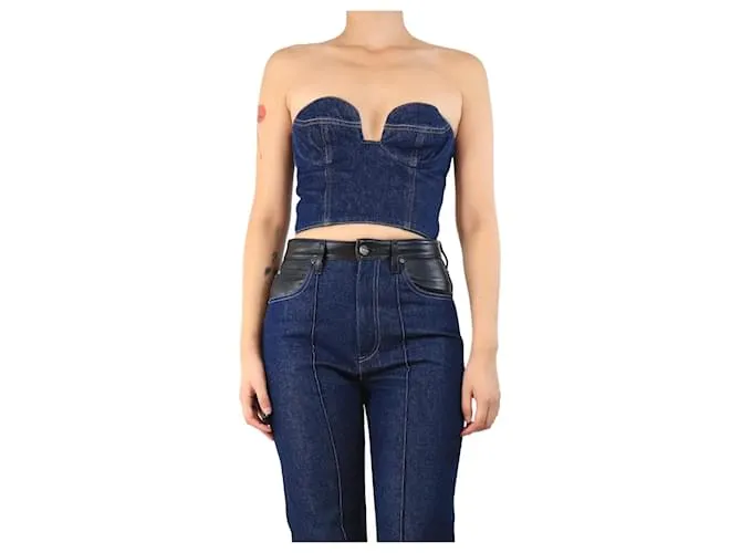 Magda Butrym Top corto in denim blu - taglia UK 10