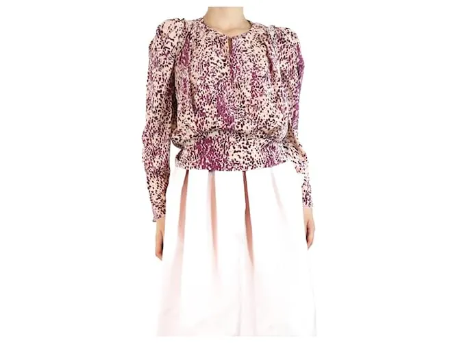 Isabel Marant Blusa in seta stampata a pois viola - taglia UK 10 Porpora