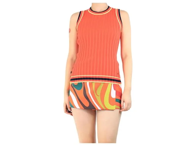 Victoria Beckham Canotta rossa senza maniche a costine - taglia S Rosso