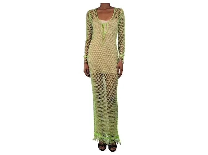 Self portrait Abito maxi in rete di diamanti verdi Self-Portrait - taglia UK 8 Verde
