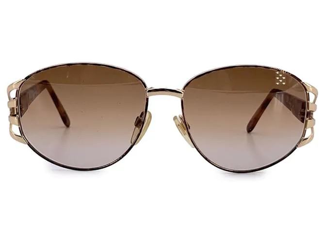 Valentino Garavani Occhiali da sole ovali in metallo dorato vintage Valentino Mod. V431 58/15 130mm D'oro