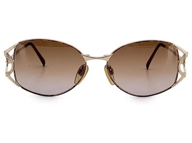 Valentino Garavani Occhiali da sole ovali in metallo dorato vintage Valentino Mod. V465 53/16 130mm D'oro