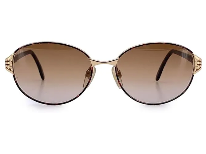 Valentino Garavani Occhiali da sole ovali in metallo dorato vintage Valentino Mod. V433 55/16 135mm Marrone