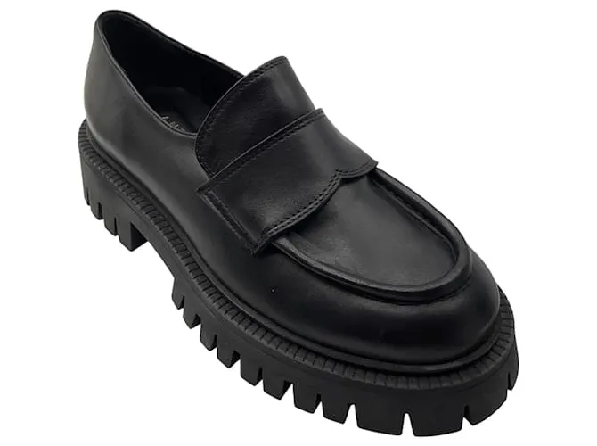 Autre Marque Mocassini Vienna in pelle nera con suola a carrarmato Antonelli Firenze Nero