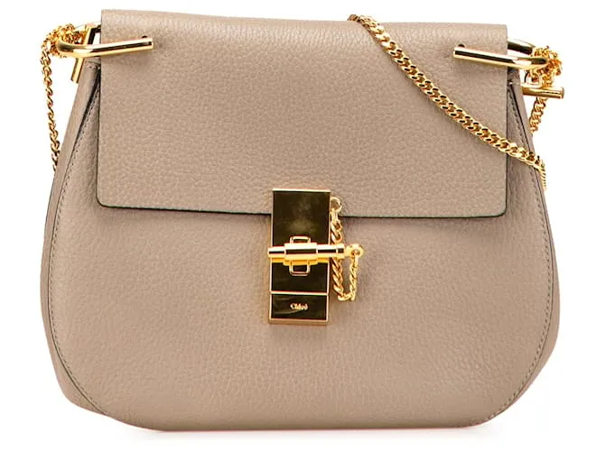 Borsa a tracolla Chloé Drew in pelle marrone piccola Carne