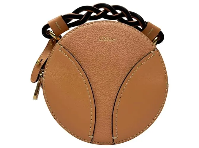 Borsa a Spalla Rotonda Mini Daria in Pelle Marrone di Chloé