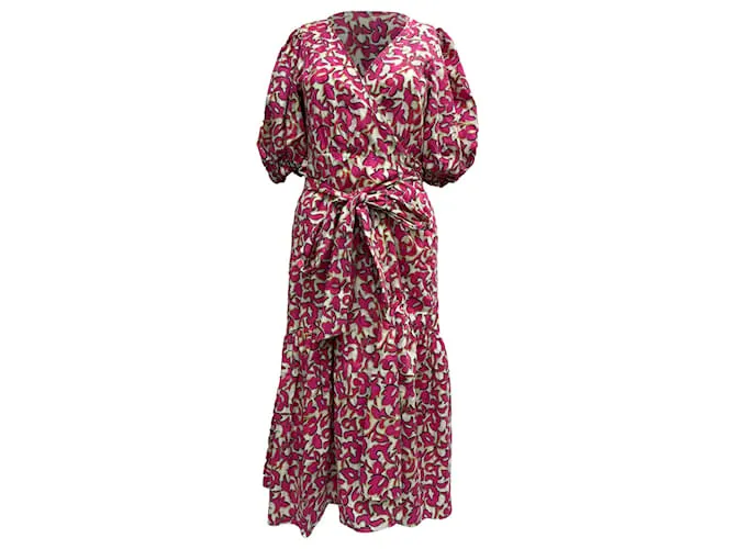 Abito midi avvolgente stampato Elektra in viscosa rosa di Diane Von Furstenberg