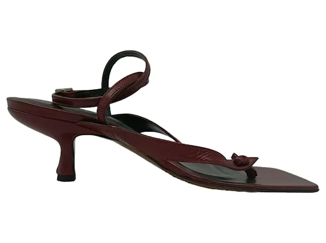 Sandali con tacco kitten in pelle bordeaux By Far Rosso Bordò