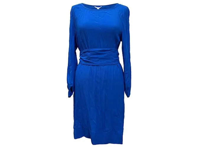 Abito al ginocchio in seta blu di Diane von Furstenberg