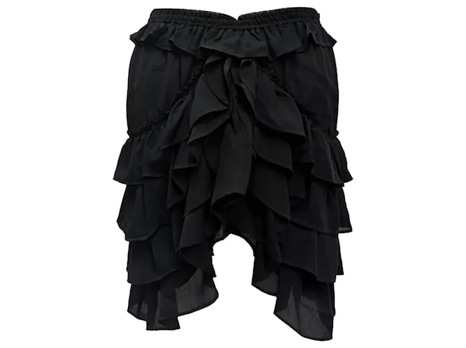 Gonna Mini Arricciata Isabel Marant in Viscosa Nera Nero