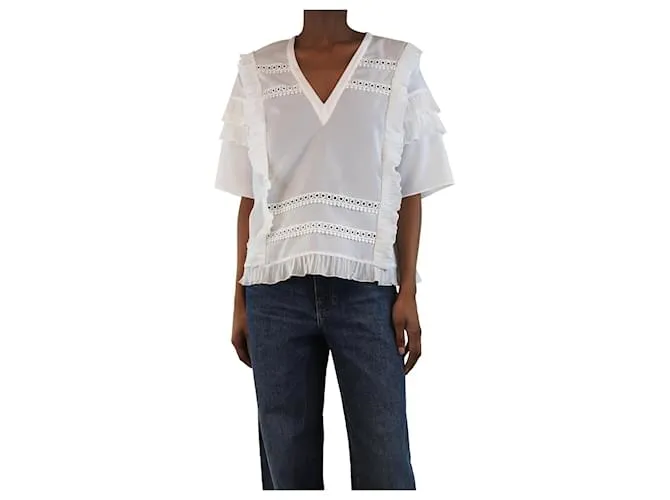 Iro Blusa a volantini Cauland bianca - taglia UK 6 Bianco
