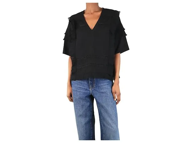 Iro Blusa a volantini Cauland nera - taglia UK 6 Nero