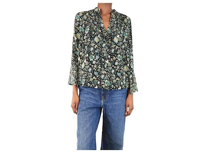 Zadig & Voltaire Blusa nera floreale e paisley - taglia XS Nero