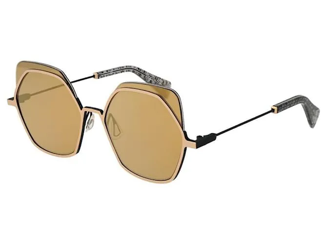 Yohji Yamamoto Occhiali da sole unisex dorati D'oro