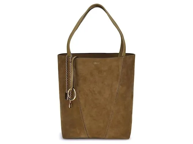 Chloé Borsa Tote in Pelle Scamosciata Spin Marrone