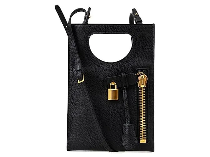 Tom Ford Borsa a spalla in pelle nera Nero