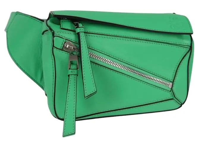 LOEWE Borsa Anagram Puzzle in pelle verde argento Auth 133192M