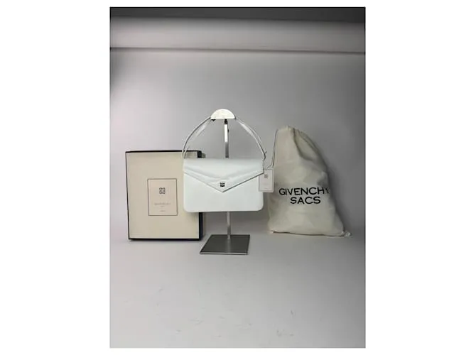 Borsa in pelle vintage Givenchy 4G bianca Bianco
