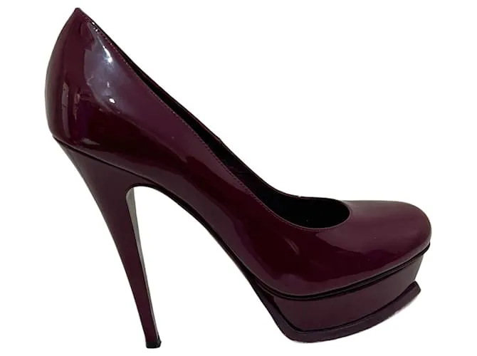 Yves Saint Laurent Décolleté in pelle verniciata viola YSL Tribtoo Porpora Viola scuro